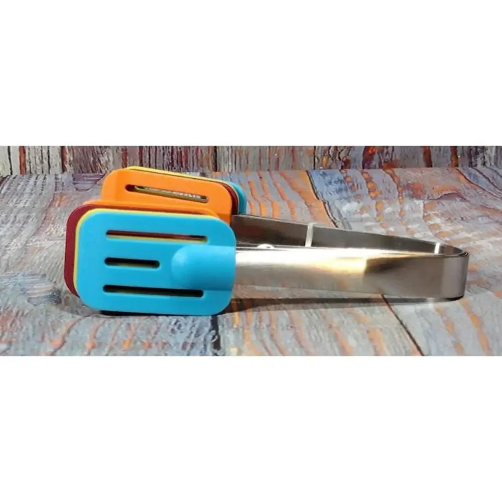 Kitchen Mini Tongs Set‎ Of 4 Nylon Heads Utensils Serving Tools Colorful NEW